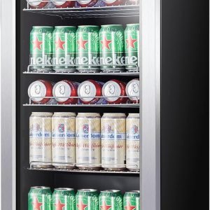 Kalamera Mini Beverage Refrigerator Freestanding- 120 Cans Capacity Beverage Cooler- for Soda, Water, Beer or Wine - for Kitchen or Bar with White Interior Light