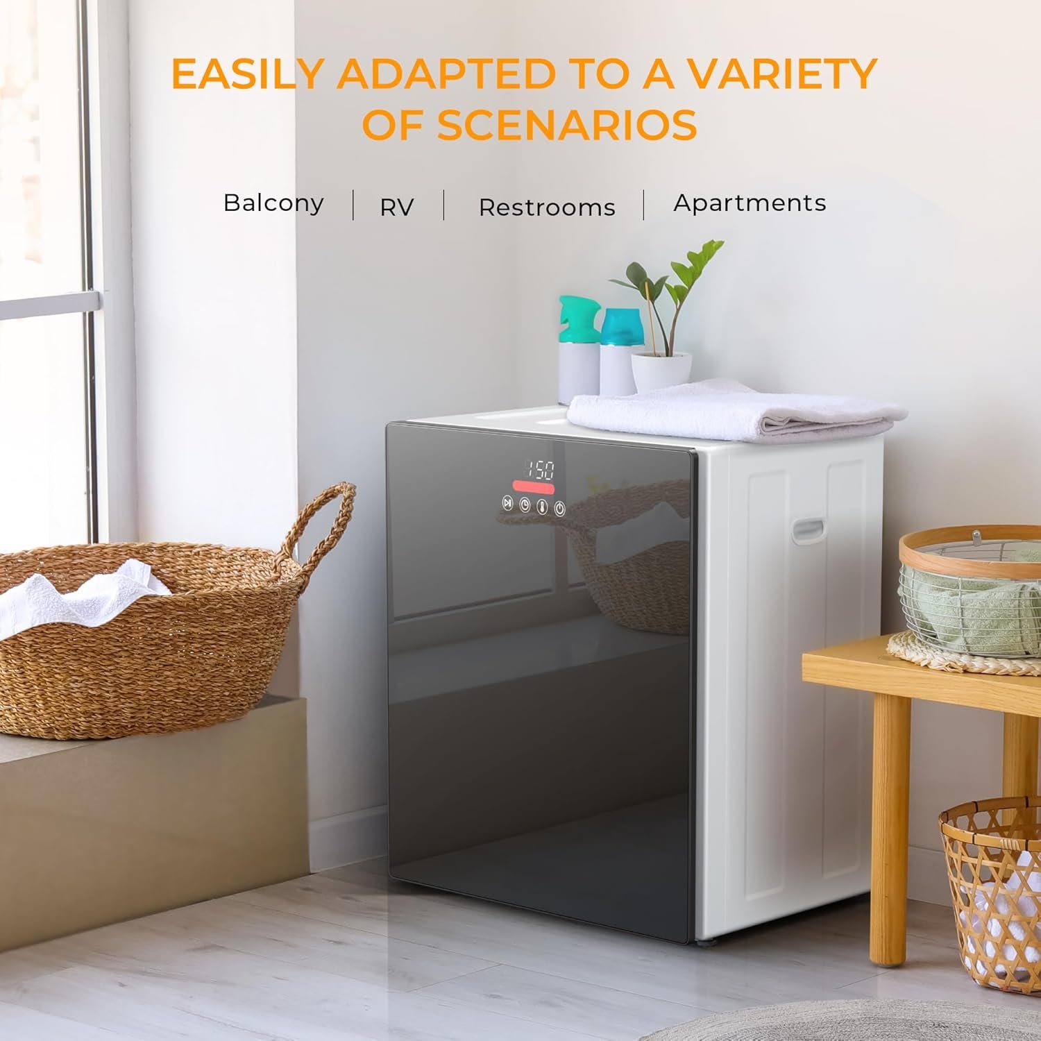 Euhomy Portable Dryer for apartments,Clothes Dryer with 4 Modes,1.5cu.ft Compact Dryer,Load Capacity 5.5lbs,LCD Panel Control,Black&White - Image 7