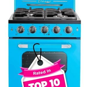 Unique Appliances UGP-24CRP-RB Classic Retro 2-Piece Freestanding Gas 3 Fan Speed-Electric Hood, Range with Convection Oven and 4 Burners, 24", Ocean Mist Turquoise
