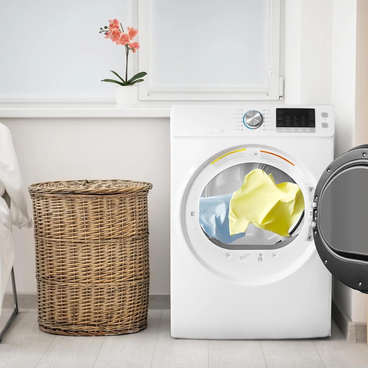 8 Cu.Ft. Electric Clothes Dryer, 27'' Vented Front Load Electric Dryer Machine, Full Size Stackable Dryer, Steam Function & Wrinkle Care, Sensor Dry, 120V, for Home, Laundry, RV, White - Image 3