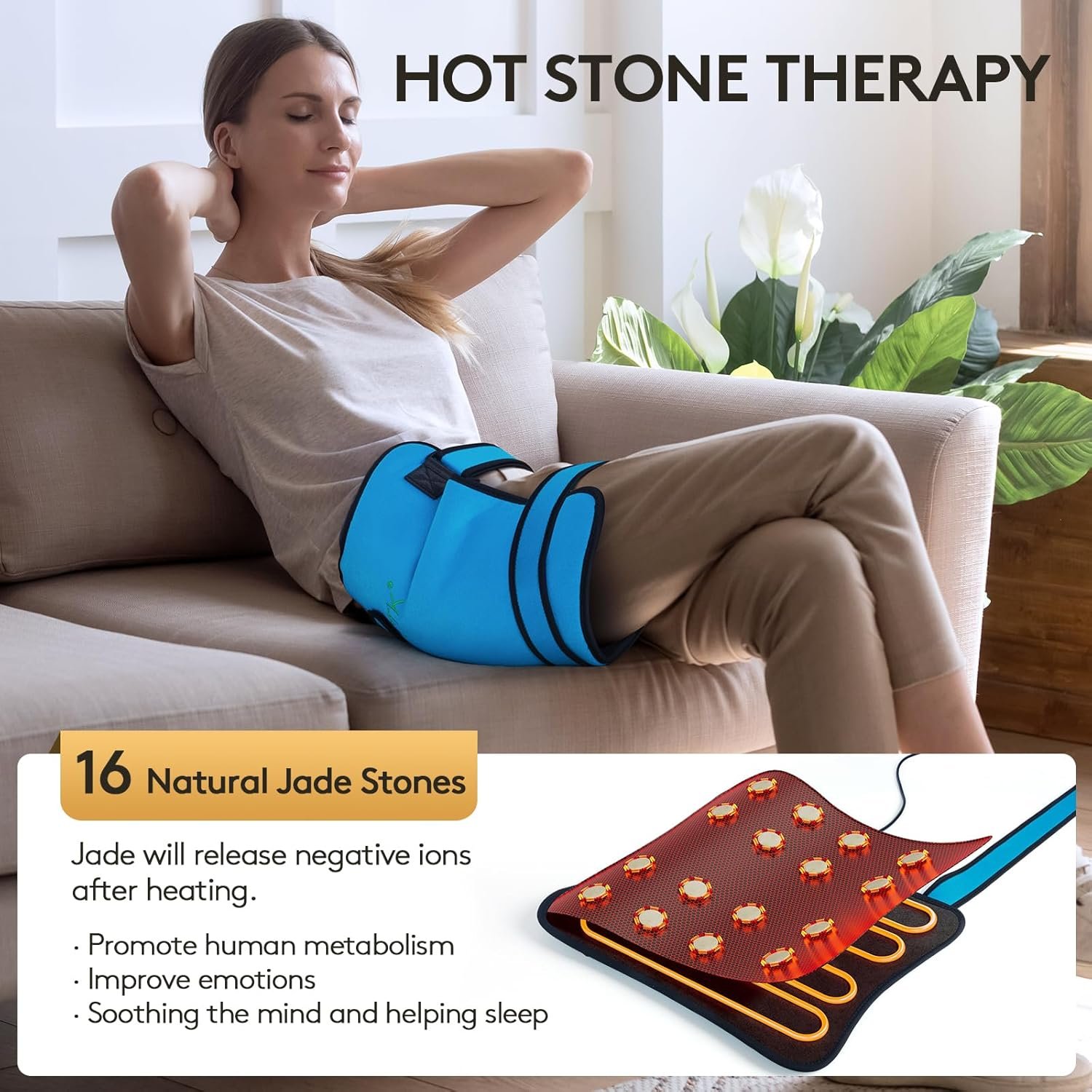 UTK Hip Heating Pad for Sciatica Pain Relief, Far Infrared Heating Pads with 16 Natural Jades & Smart Controller, Lower Back/Thigh/Buttock/Abdomen Electric Heat Pad for Women - Image 3