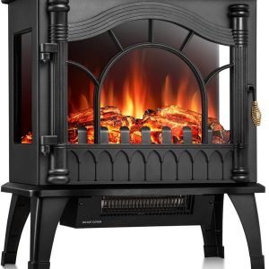 R.W.FLAME Electric Fireplace Heater, 20" Freestanding Fireplace Infrared Stove 1000W/1500W, 3D Realistic Flame Effects, Adjustable Brightness and Heating Mode, Overheating Safe Design