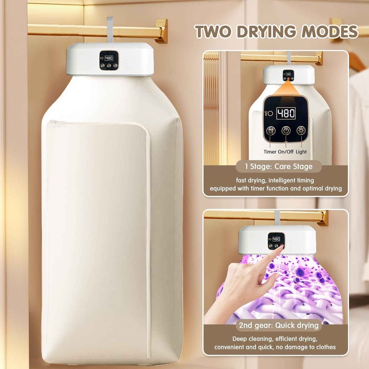 Portable Clothes Dryer - Mini Dryer for Clothes with Remote Control Compact Foldable Electric Dryers for Clothes with Drying Bag - Image 7