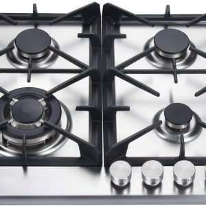 K&H 4 Burner 24 Inch Built-in LPG Gas Stove Top Stainless Steel Surface Cast Iron Cooktop UL/ETL Certified 4-24-SSW-LPG