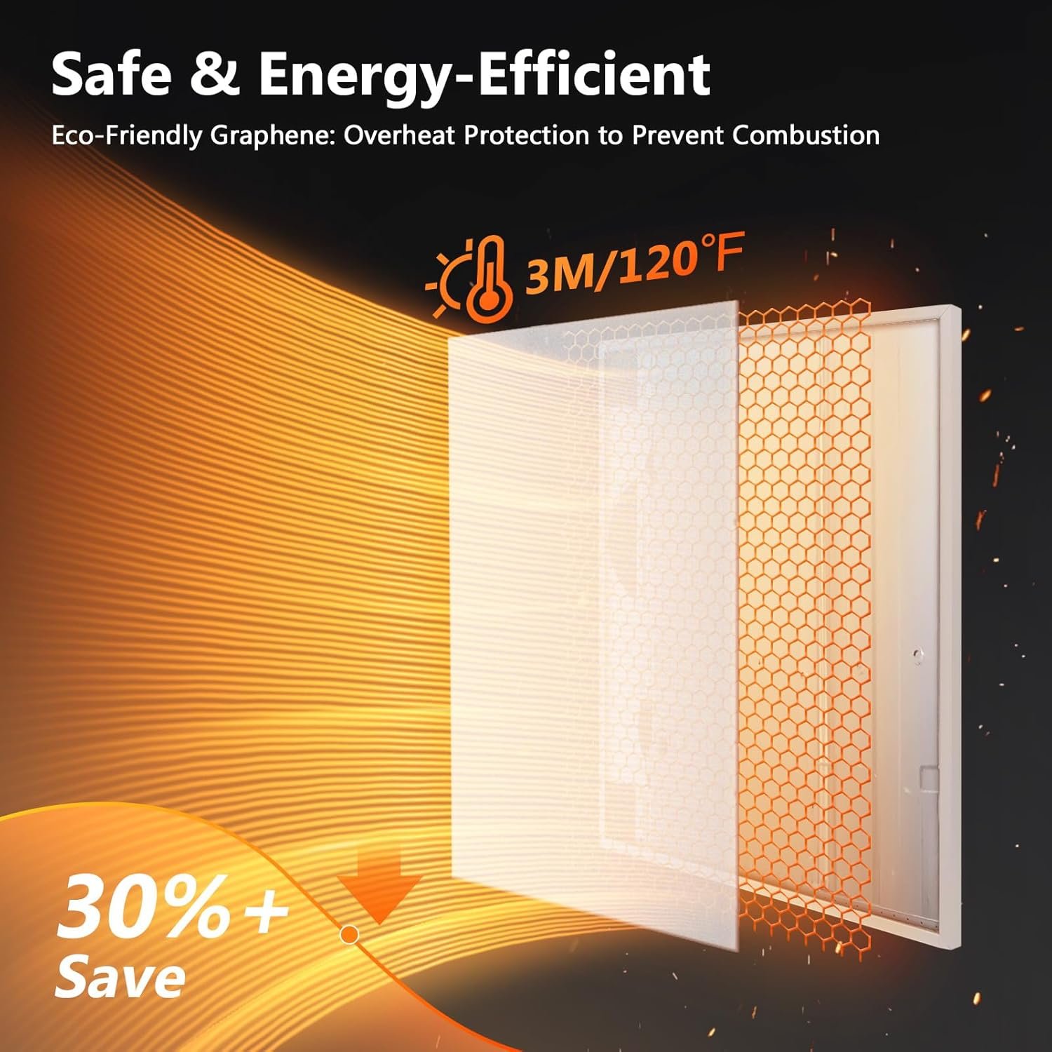 Infrared Heater Panel 800W, Wall Mounted Space Heater Panel for Indoor intelligent Infrared Heating Panel, 100% Flame Retardant Material, Safe and Fast Heating - With Thermostat, APP Control - Image 3