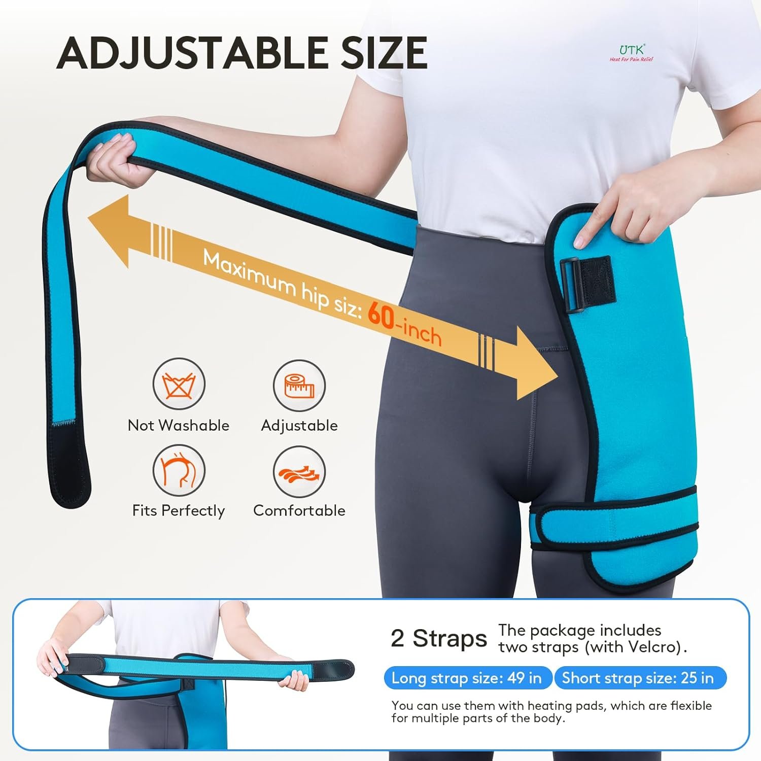 UTK Hip Heating Pad for Sciatica Pain Relief, Far Infrared Heating Pads with 16 Natural Jades & Smart Controller, Lower Back/Thigh/Buttock/Abdomen Electric Heat Pad for Women - Image 5