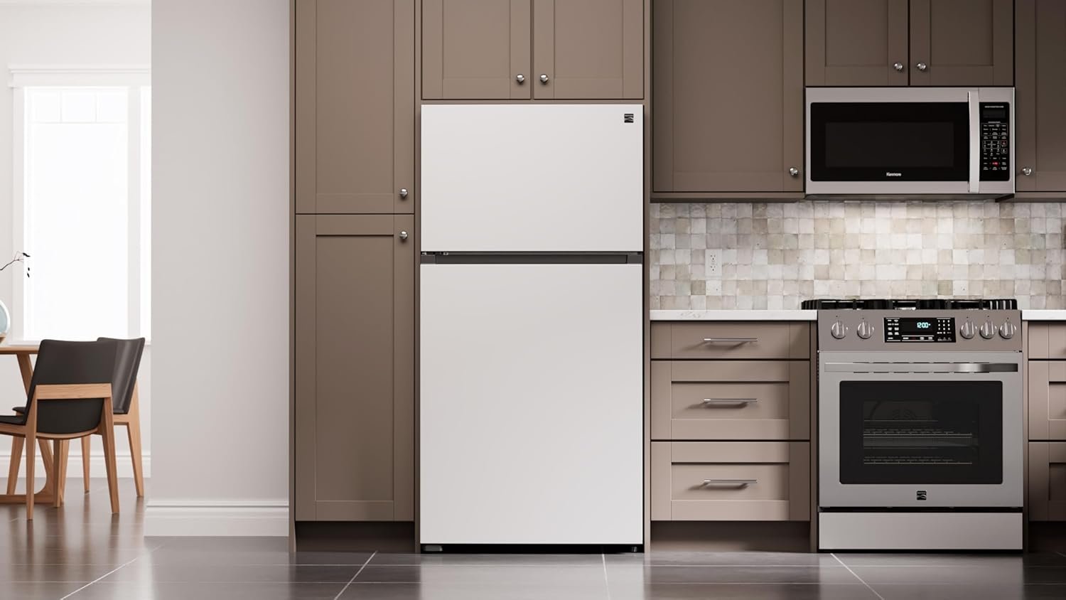 Kenmore 33 in. 20.5 cu. ft. Capacity Refrigerator/Freezer with Full-Width Adjustable Glass Shelving, Humidity Control Crispers, ENERGY STAR Certified, White - Image 2