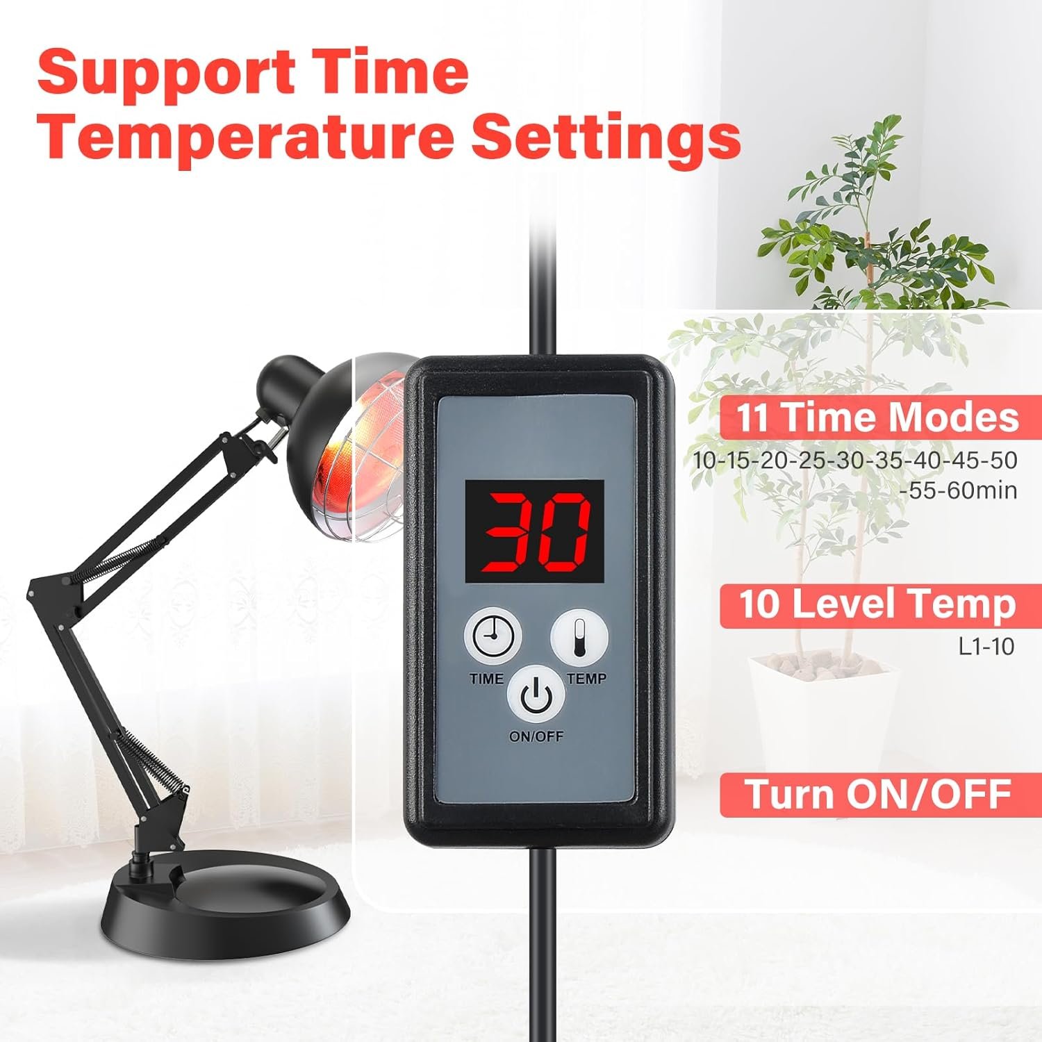 Infrared Light Heat Lamp, Near Infrared Light Therapy Lamp for Body Muscle Joint Pain Relieve 150W Infrared Lamp Portable Standing Light Therapy Device - Image 3