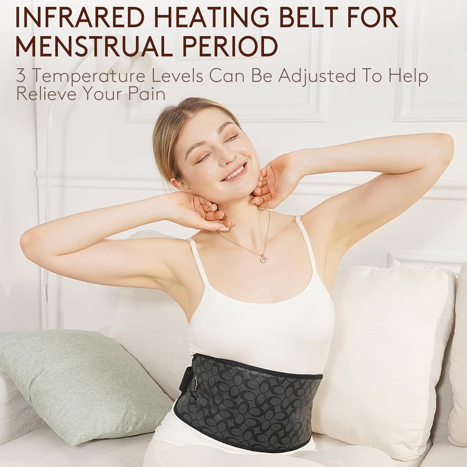 UTK Cordless Far Infrared Heating Pad for Back Pain Relief, Wireless Heating Belt for Waist, Lumbar, Abdomen, Electric 3 Heat Settings Up to 149℉,Lower Back Pain Relief - Image 7