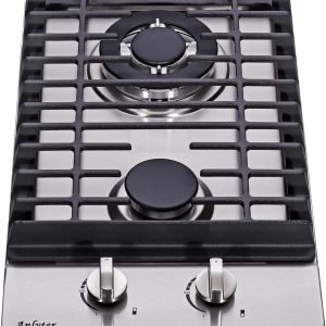 12 Inch Gas Cooktop, 2 Burners Built-in Gas Stovetop Stainless Steel Gas Stove Top LPG/NG Convertible Dual Fuel Sealed Gas Hob