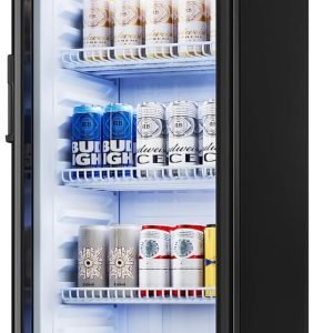 YITAHOME 8.5 CU.FT. Commercial Beverage Display Refrigerator with Single One Glass Door, Drink Beer Fridge Cooler for Office Garage Bar Gym with Locking, Led & 2 Keys