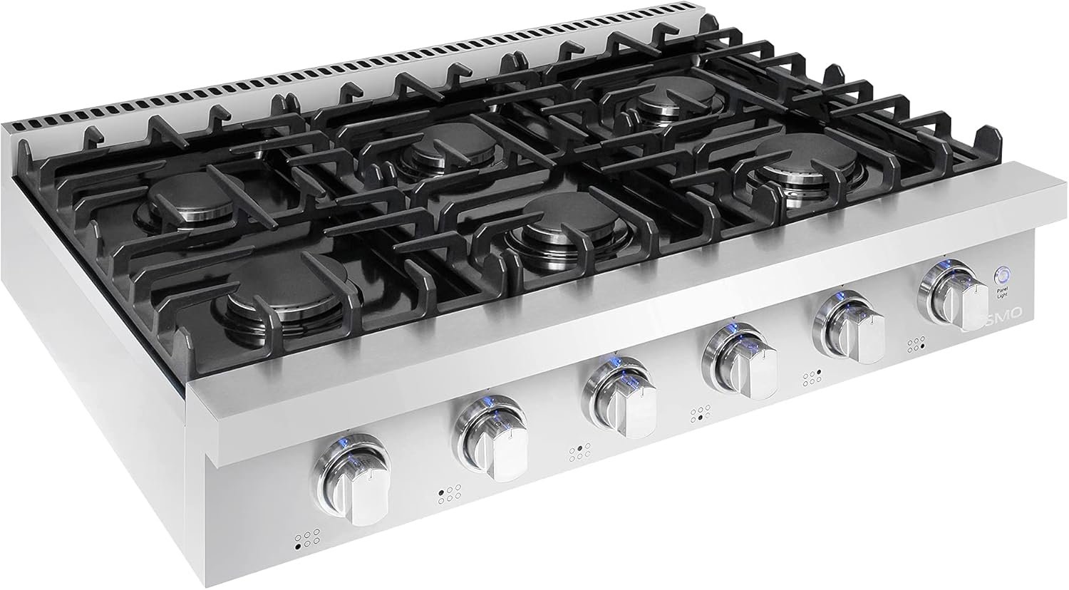 COSMO COS-GRT366 Slide-In Counter Gas-Cooktop 36 inch | 6 Italian-Made Burner Range-Top, Dual Ring Stove, Dishwasher-Safe Cast Iron Grate, Metal Front Knob Control Panel, 36 inch, Stainless Steel - Image 6