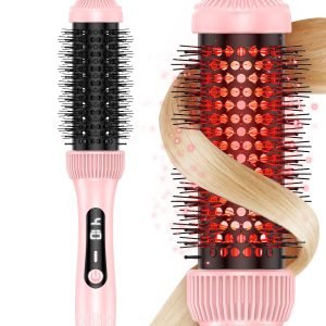 DORISILK Infrared Thermal Hair Brush for Sleek, Shiny Hair，1.5inch Thermal Round Brush for Blowout Look，Heated Round Brush for Curling and Straightening，Dual Voltage Hot Round Brush Travel Using