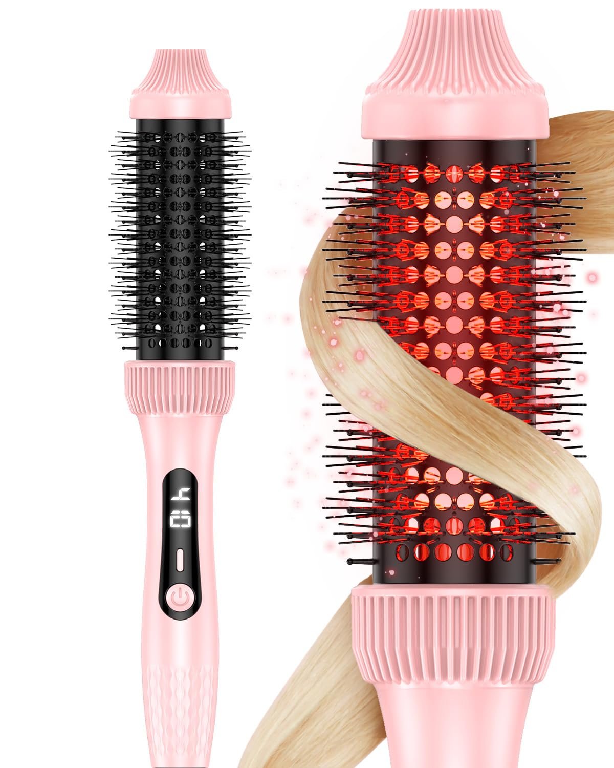 DORISILK Infrared Thermal Hair Brush for Sleek, Shiny Hair,1.5inch Thermal Round Brush for Blowout Look,Heated Round Brush for Curling and Straightening,Dual Voltage Hot Round Brush Travel Using