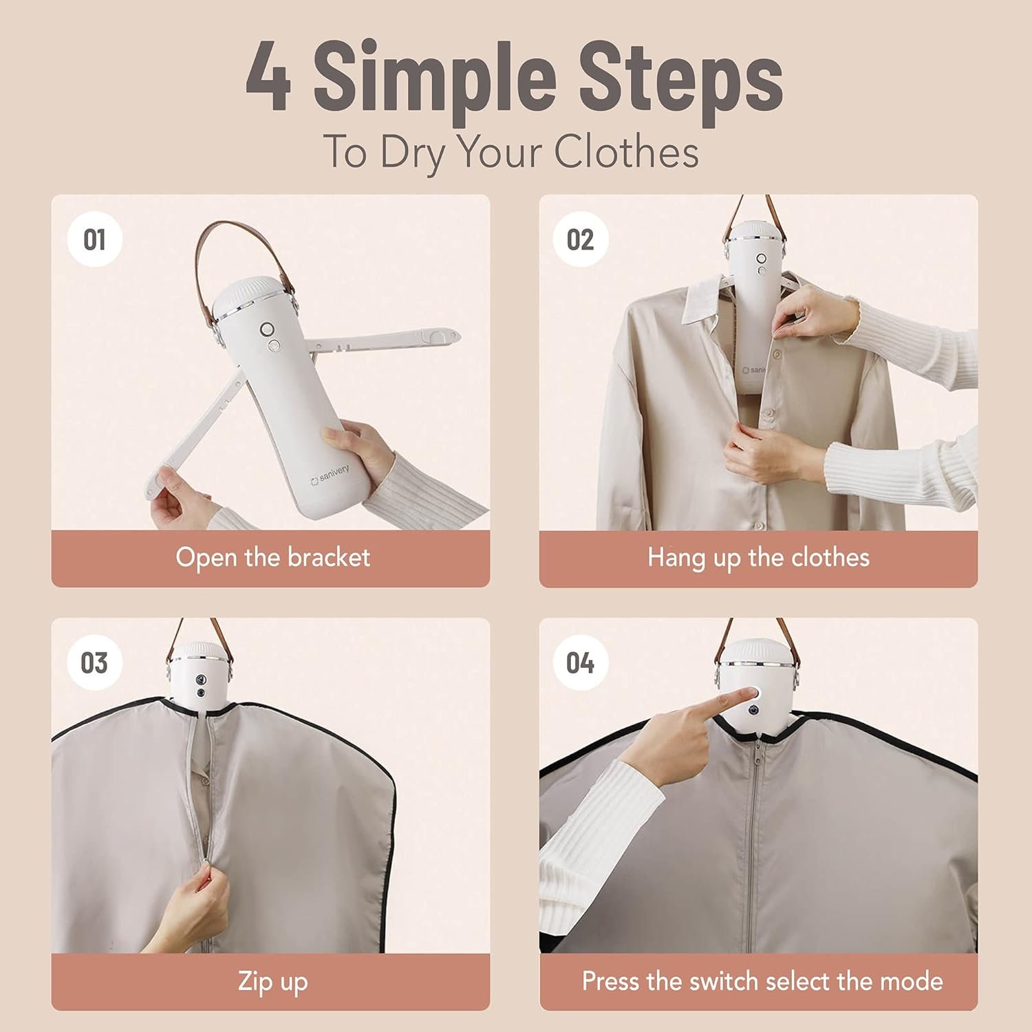 Electric Portable Dryer for Clothes - Mini Clothes Dryer with Shoe Drying Attachment, Foldable Drying Rack, Super-Quiet Motor, Timers Automatically Shutdown - Compact Travel Dryers - Image 3