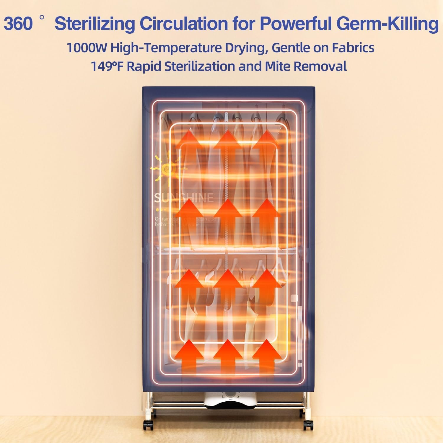 Portable Clothes Dryer, 1000W Drying Machine for Laundry Double Layers Portable Dryer Stainless Steel Mini Dryer for Apartments Home Dorms Travel RVs with Timer and Fabric Cover Ptalseaw - Image 2
