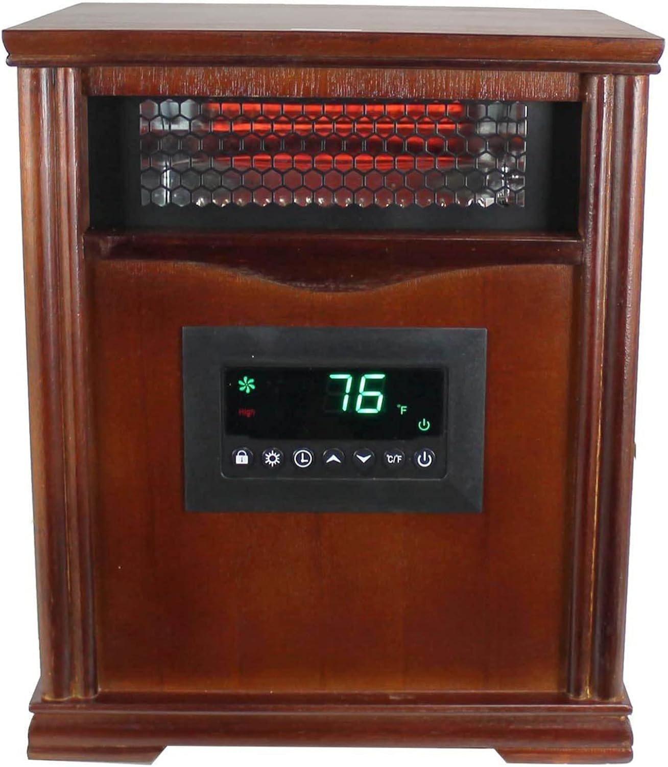 LifeSmart LifePro 1500W Portable Electric Infrared Quartz Space Heater for Indoor Use with 4 Heating Elements and Remote Control, Brown Oak Wood - Image 6