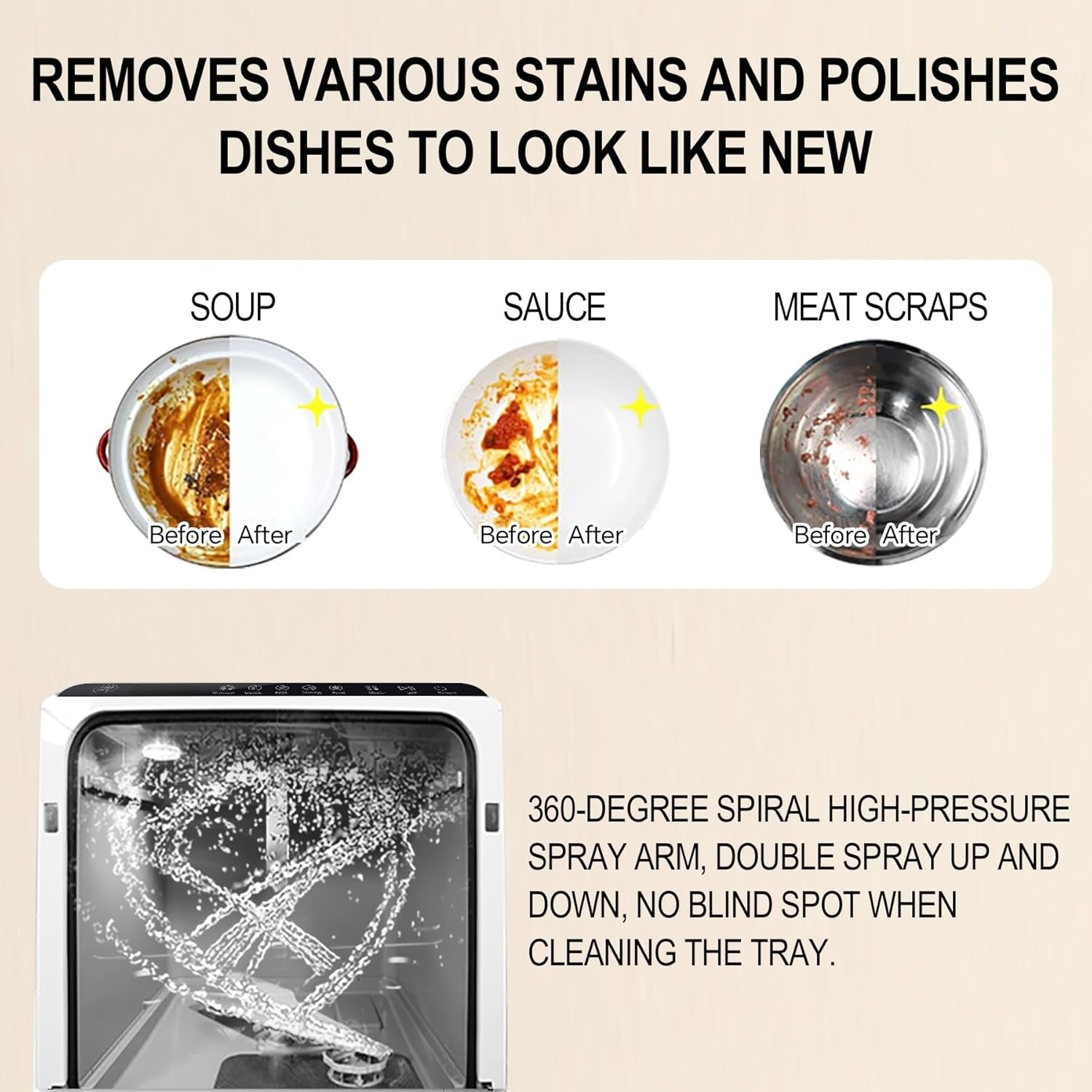 ChuMaste Countertop Dishwasher built-In Water Tank, Dishwasher Countertop For Apartments And Rvs, Compact Dishwasher With Baby Care. Air Drying and Led Light.Countertop Dishwasher No Hookup. - Image 2