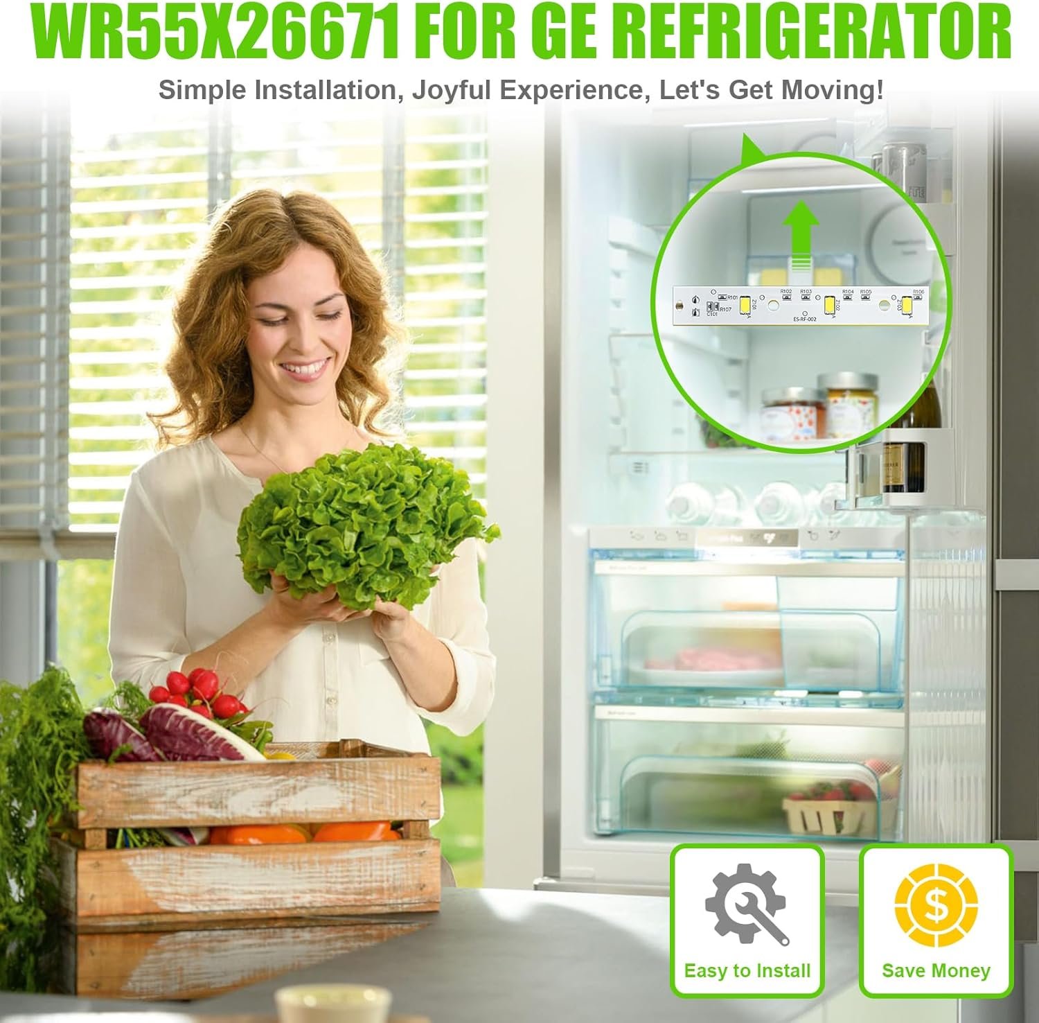 WR55X26671 LED Light Board for GE Refrigerators Brand, WR55X26671 LED Freezer Light Bulb Replacement for GE Refrigerator Light Bulbs PS11767930 AP6035586 4468532 EAP11767930 - Image 5