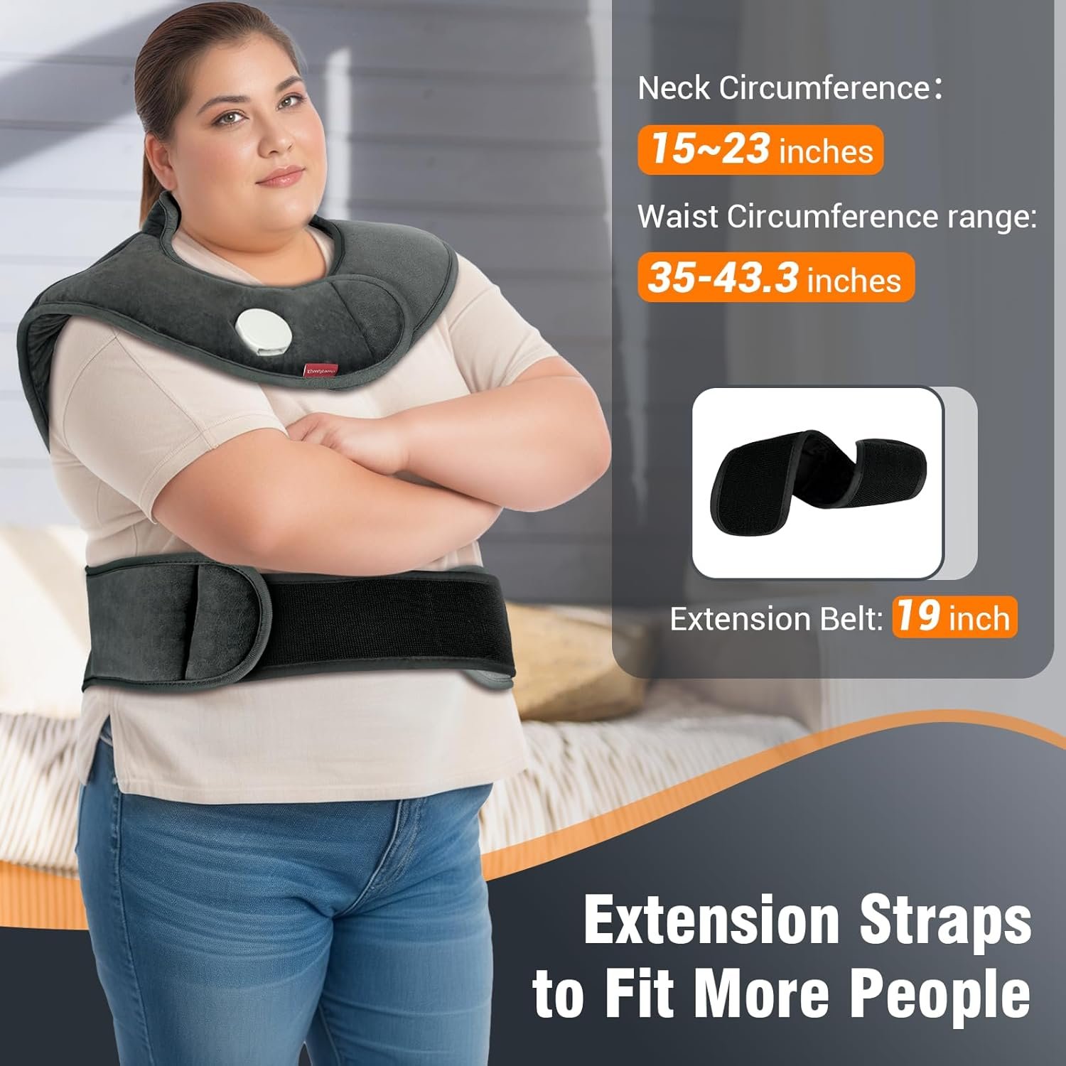 Comfytemp Far Infrared Heating Pad for Neck Shoulders Upper Back Deep Pain Relief, 2.5lb Weighted Heat Pad with Adjustable Band for Better Fit, FSA HSA Eligible 20"×22" Short Heated Vest with Auto-off - Image 9