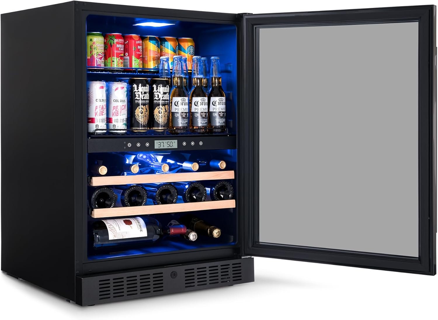 NewAir 24" Wine and Beverage Refrigerator, 24 Bottle and 100 Can Dual Zone Drink Cooler, Black Stainless Steel Built-in Beer and Wine Cooler Refrigerator for Kitchen Cabinet, Bar Cabinet, Home Office - Image 17