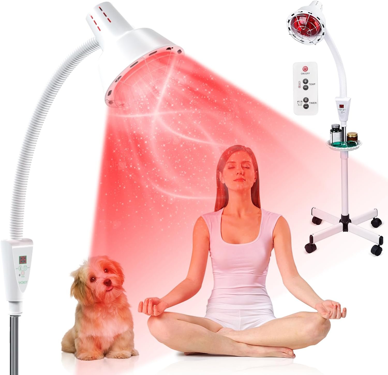 Infrared Light Therapy,275W Infrared Heat Lamp, Red Light Therapy Heat Lamp for Relieve Joint Pain and Muscle Aches Body, Standing Red Light Heat Lamp, Light Therapy Device at Home