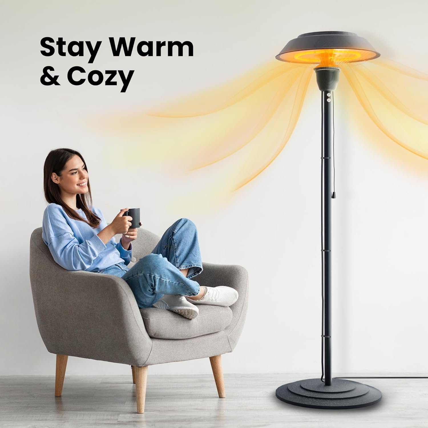 Indoor & Outdoor 1500W Electric Infrared Patio Heater, Waterproof & Tip-Over Protection, Perfect for Garden, Balcony - Image 5