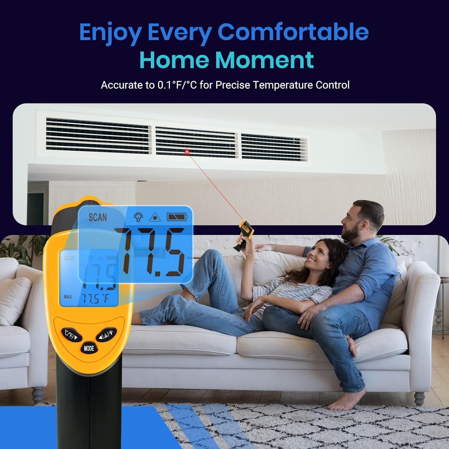 Etekcity Infrared Thermometer Temperature Gun 1080, -58°F to 1130°F for Meat Food Pizza Oven Griddle Accessories, Heat Gun for Cooking, Kitchen, Fridge, Reptile,BBQ - Image 4