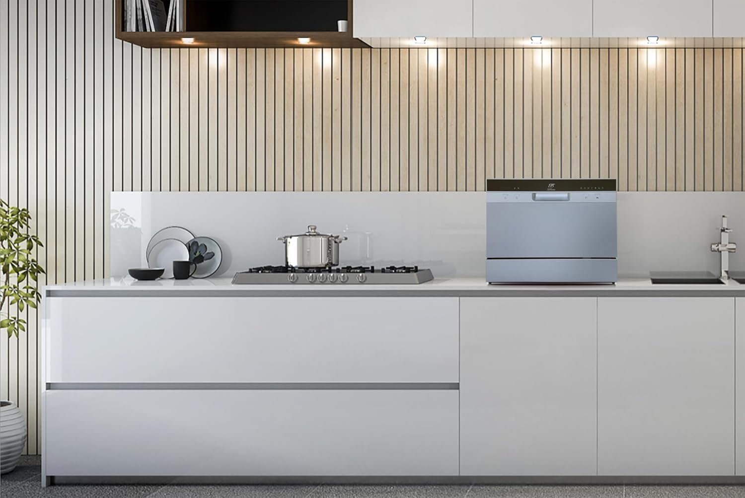 SPT SD-2224DS ENERGY STAR Compact Countertop Dishwasher with Delay Start - Portable Dishwasher with Stainless Steel Interior and 6 Place Settings Rack Silverware Basket, Silver - Image 4