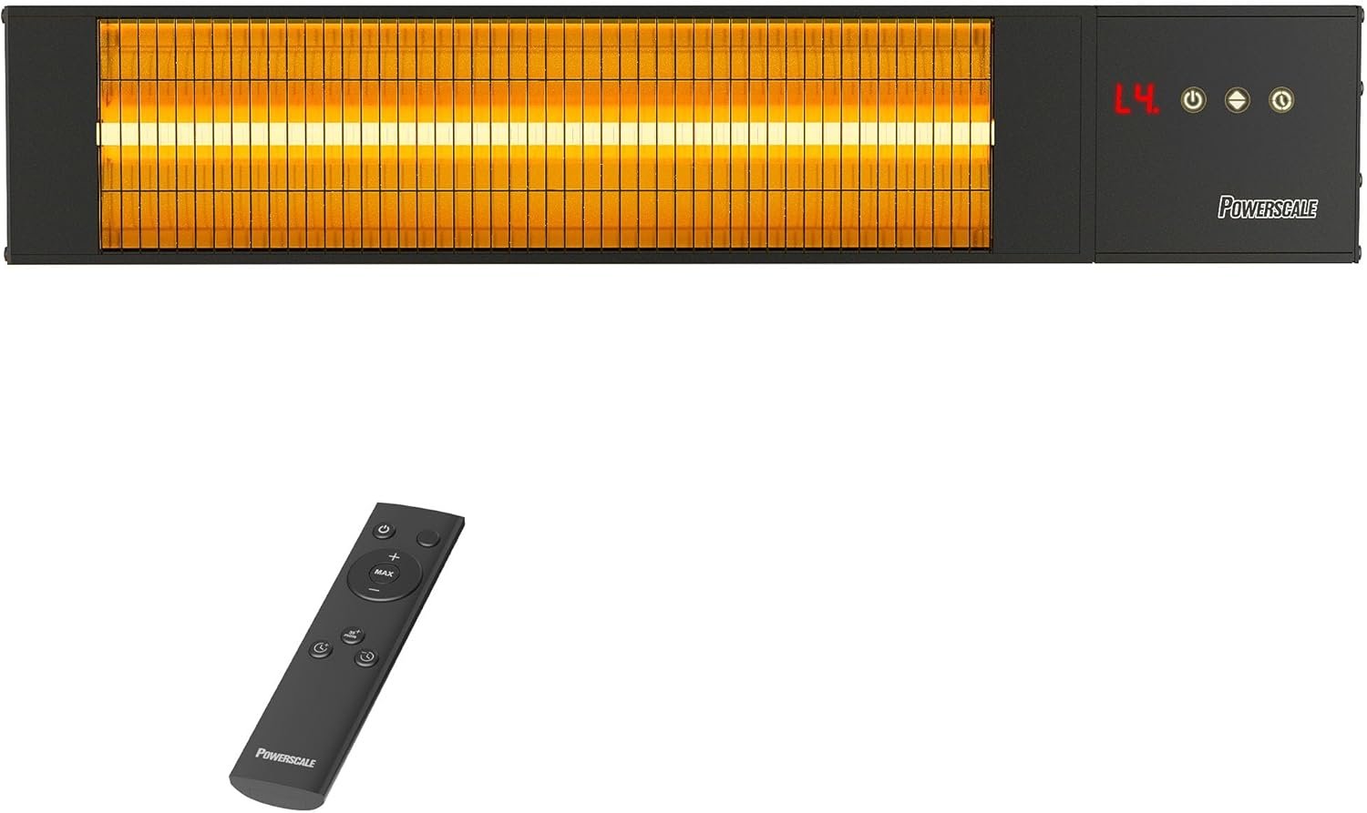 Infrared Heater 36H Timer Outdoor Heater,0.5Sec Instant Heating,Memory Function Infrared Electric Patio Heater,4 Levels Heating Touchscreen With Remote,Restaurant Backyard,1500W,Black