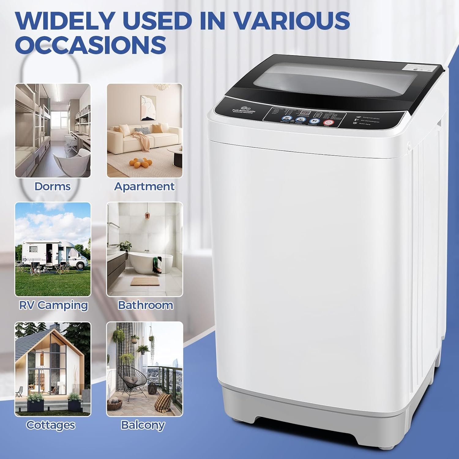Nictemaw Portable Washing Machine 20Lbs Capacity 2.8 Cu.ft Portable Washer and Dryer Combo with 10 Programs and 8 Water Level Selections Compact Washer Machine for Apartments, Dorms, Rv-Glass Cover - Image 9