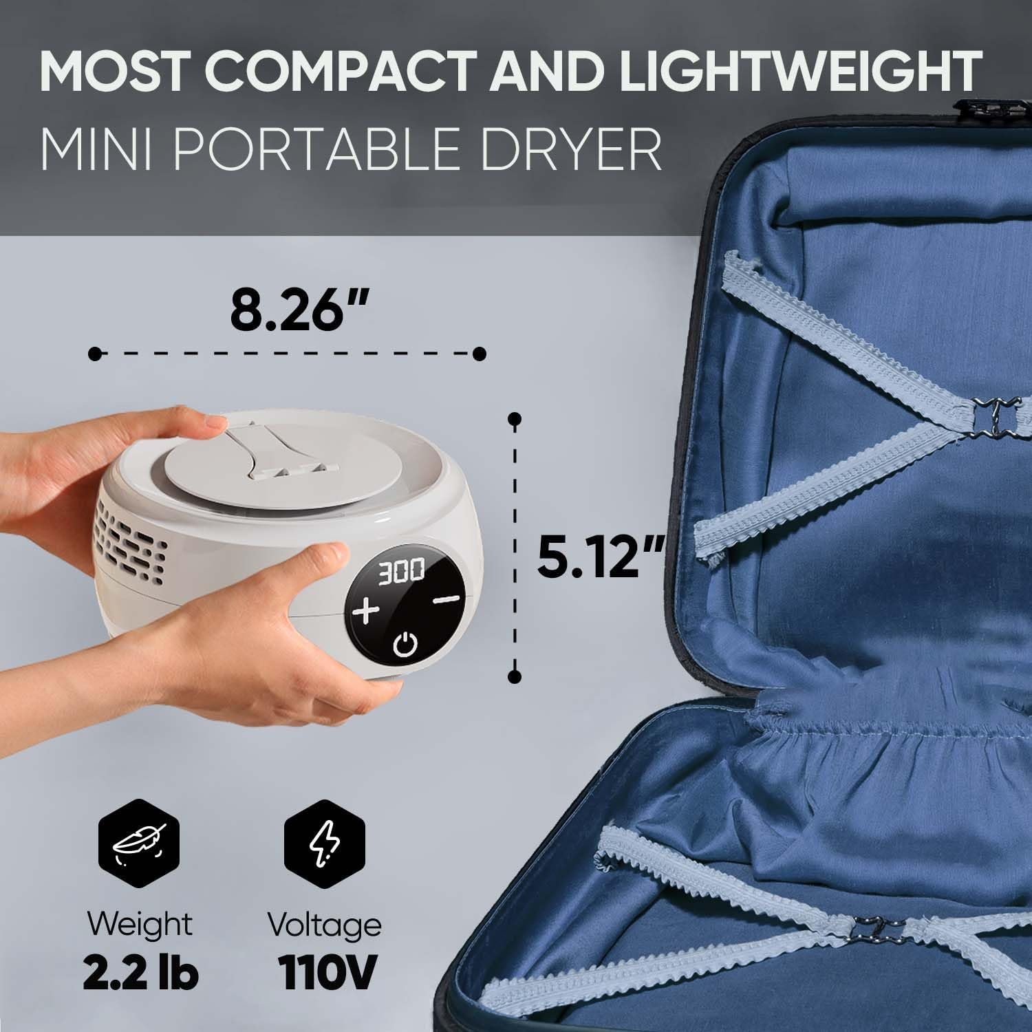 Smart Portable Clothes Dryer | Mini Dryer for Hotel, Apartment, RV, Travel - Premium Mini Dryer Machine for Light Clothes, Underwear, Baby Clothes - Quick Small Foldable Compact - Image 3