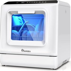 IAGREEA Portable Countertop Dishwasher, No Hookup Needed, Compact Dishwasher With 5-Liter Built-in Water Tank,5 Programs, 360° Dual Spray