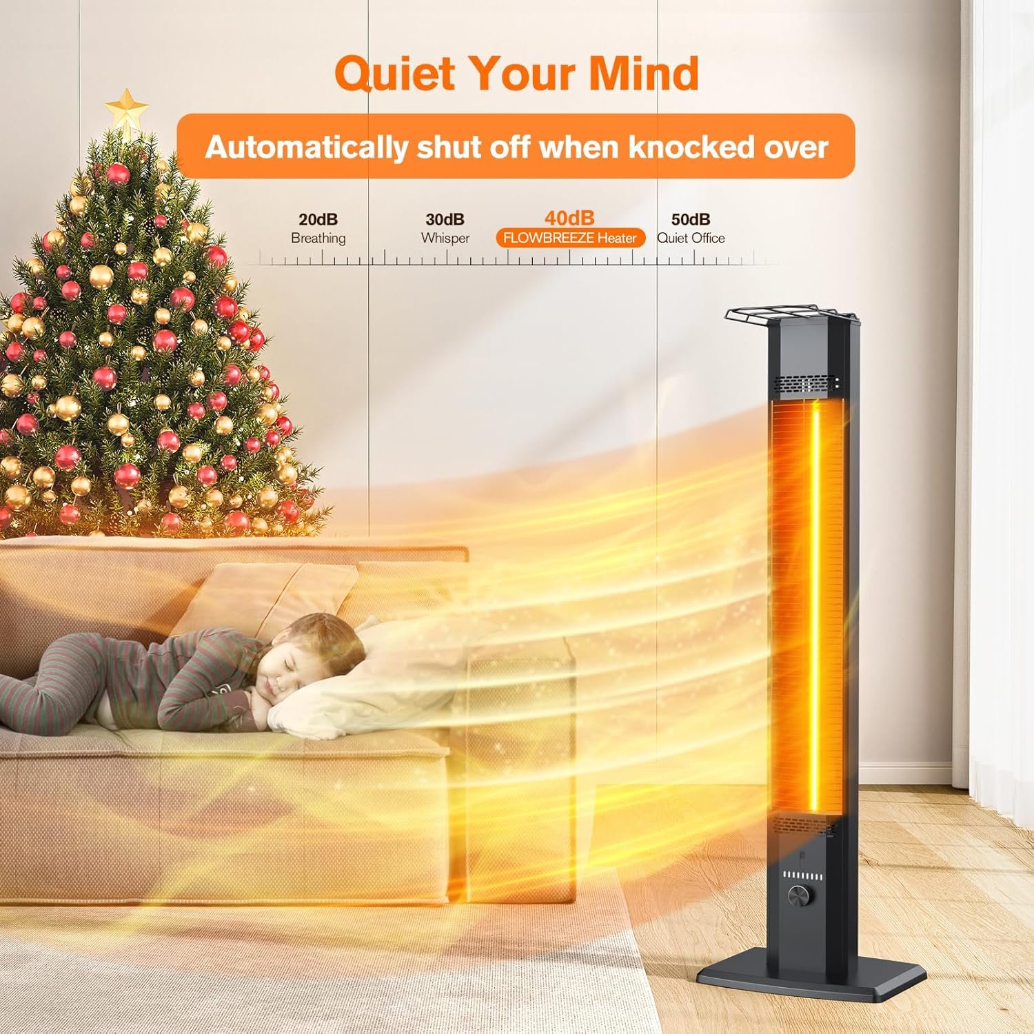Outdoor Patio Heater, 42in Infrared Heater with Remote, 9 Heat Levels, 9H Timers, Safety Lock, Tip-Over & Overheat Protection, IP65 Waterproof, Electric Heater for Indoor Outdoor Garage Use,Dark Black - Image 5