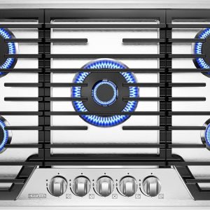 Empava 36 in. Built Cooktop in Stainless Steel with 5 Gas Stove Including A 18000 BTU Power Burner, 36IN, Silver