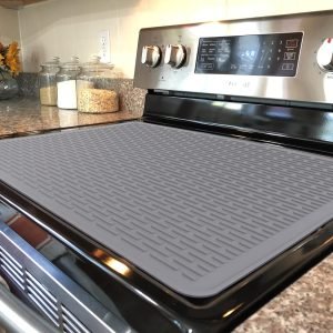 Stove Top Cover for Electric Stove - Silicone Stove Mat for Glass Top Stove, Glass Cooktop Protector, XL Dish Drying Mats For Kitchen, Range Covers for Electric Stove (Gray, 28 x 20)