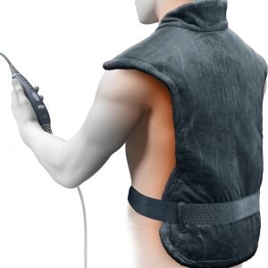 Pure Enrichment PureRelief Pro Far Infrared Back & Neck Heating Pad - Deeper Muscle Relief for Back, Neck, & Shoulder Pain in Athletes, 4 Heat Settings, Dry/Moist Heat, 31.5” x 24” (Iron Gray)