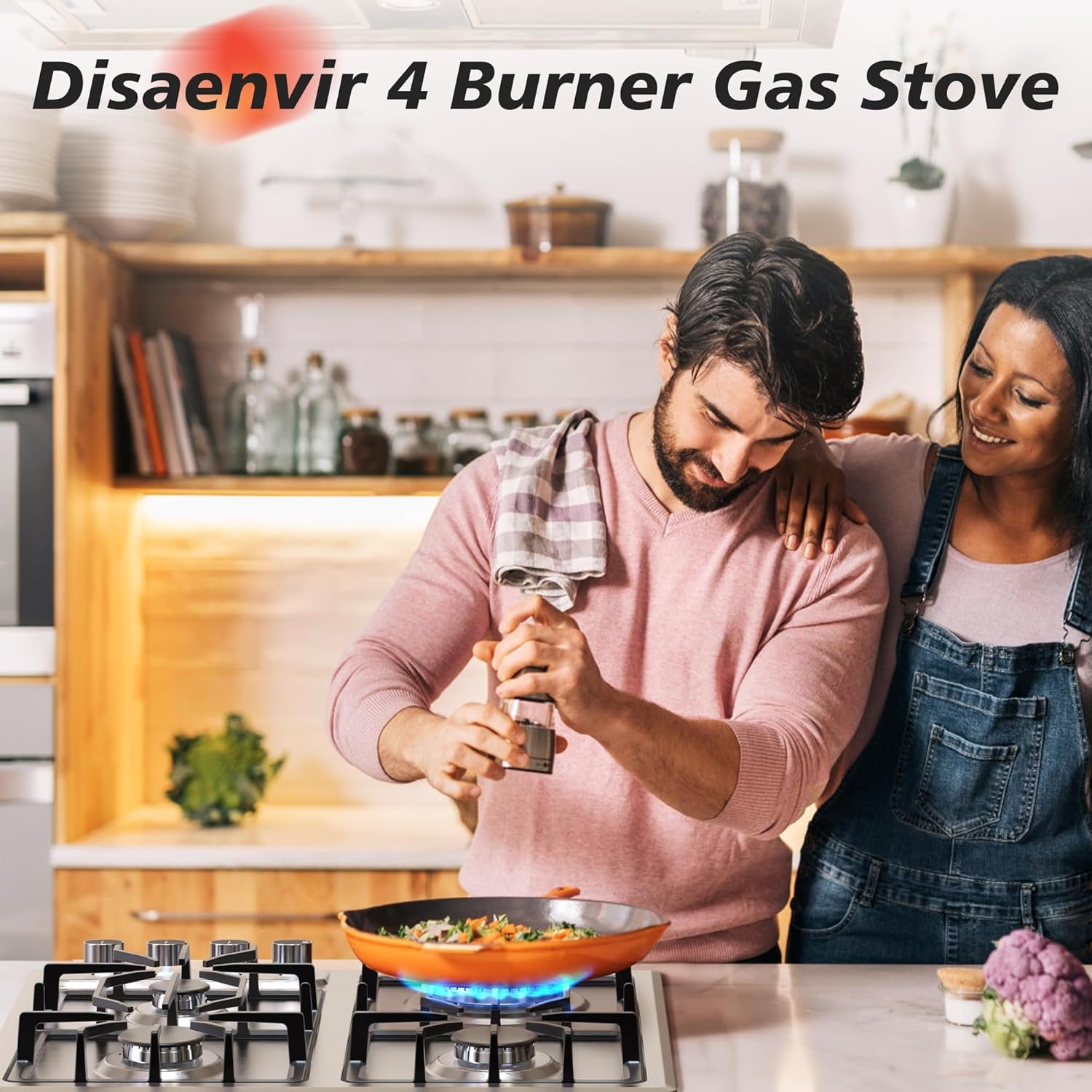 4 Burner Gas Stove - 24 Inch Stainless Steel Propane Gas Cooktop for LPG/NG Dual Fuel, Two Burner Gas Stove Burner with Flame-out Protection for Apartment, Kitchen, Indoor, 110-120V Plug in - Image 8