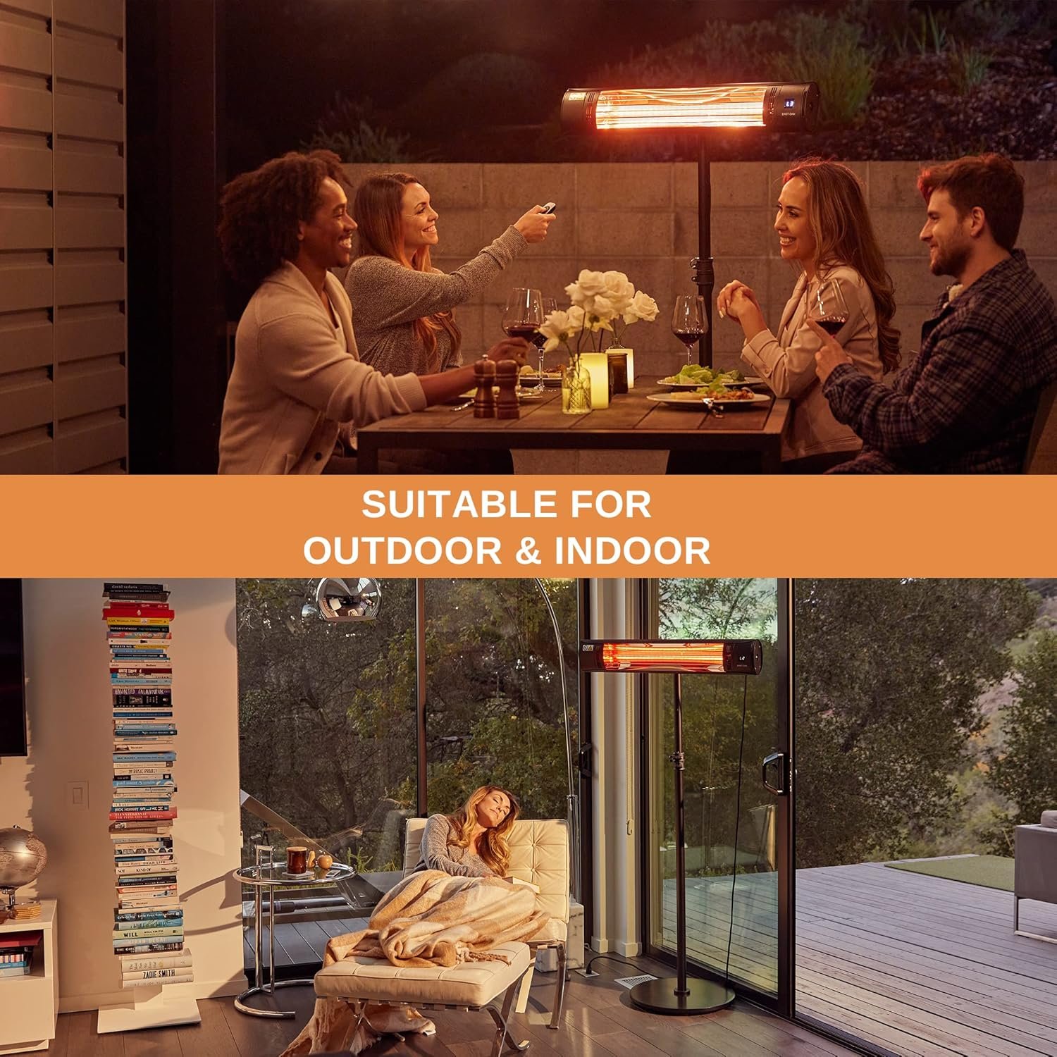 EAST OAK Electric Patio Heater, 1500W Wall Mounted & Standing Outdoor Indoor Infrared Electric Heater with IP65 Waterproof, Overheating Protection & Tip-over, 3 Heat Settings & 24H Timing - Image 5