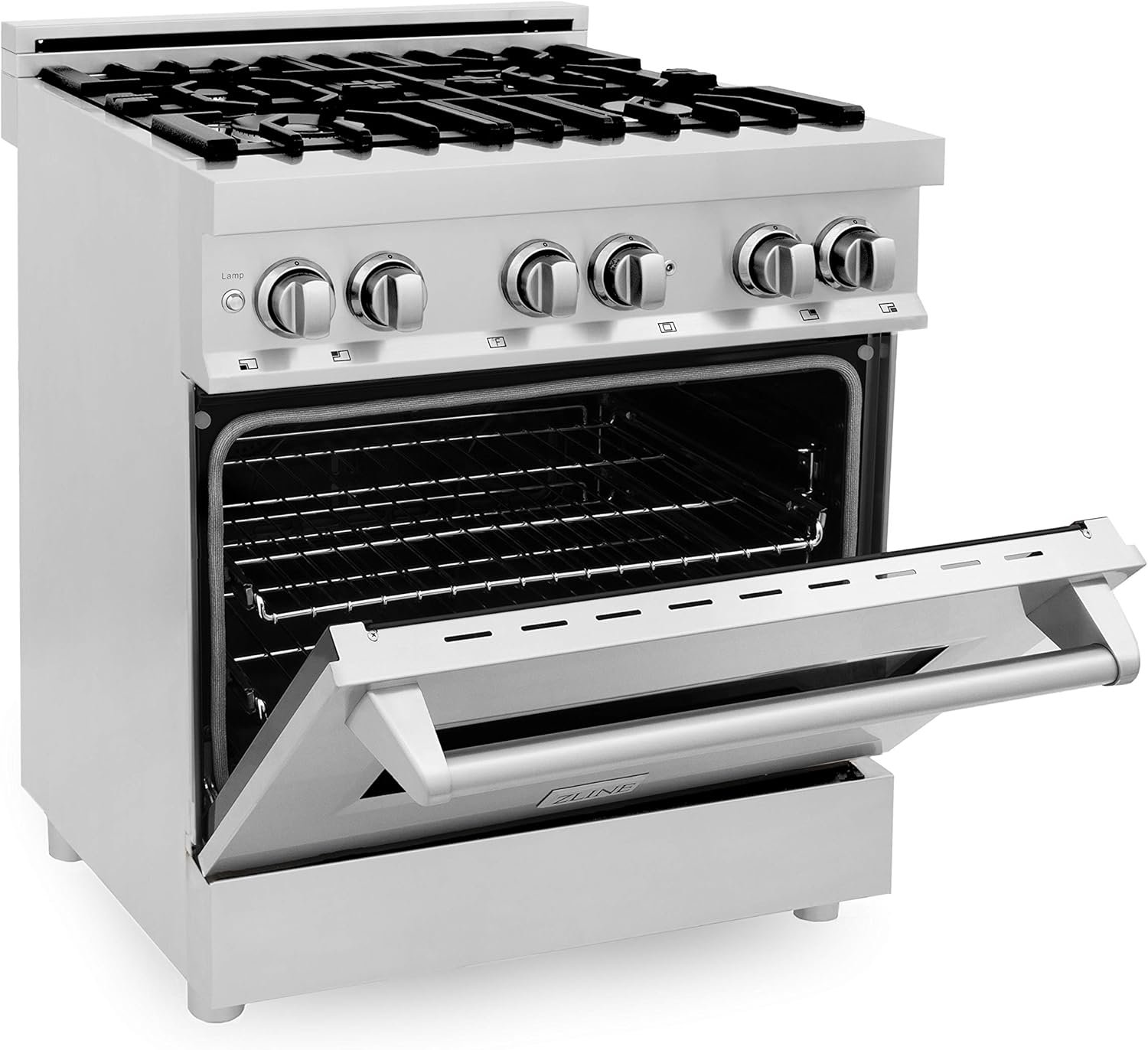 ZLINE 30 Inch 4.0 Cubic Foot Stainless Steel Dual Fuel Range with 4 Burner Porcelain Cooktop, Gas Stove, Cast Iron Grill, and Electric Convection Oven - Image 2