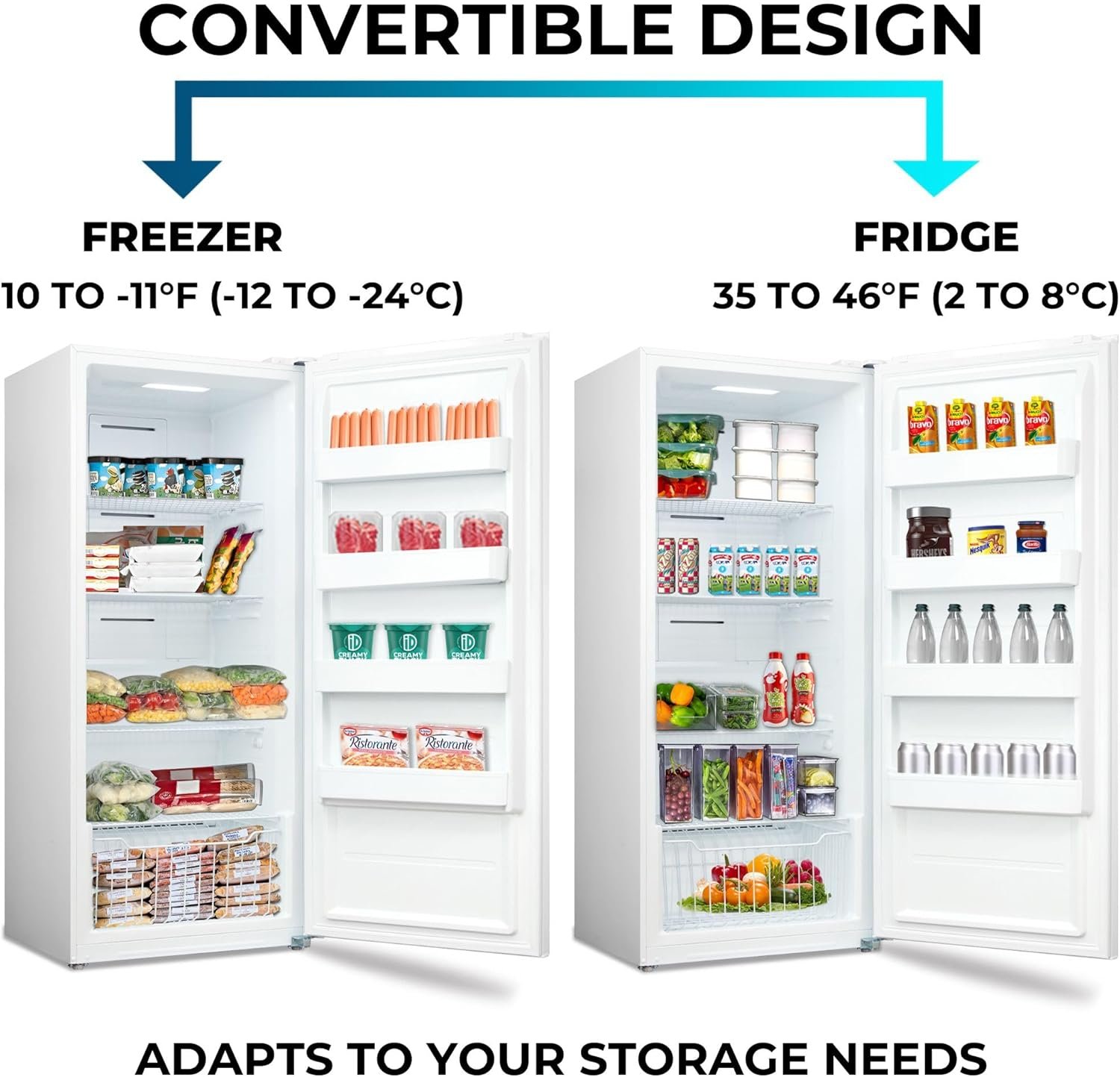 Kenmore 14 Cu. Ft. (390L) Convertible Upright Freezer/Refrigerator | Garage-Ready | Frost-Free | Digital Touch Controls | Quick Freeze | LED Interior Light | White | For Basement Garage Shed Cottage - Image 4