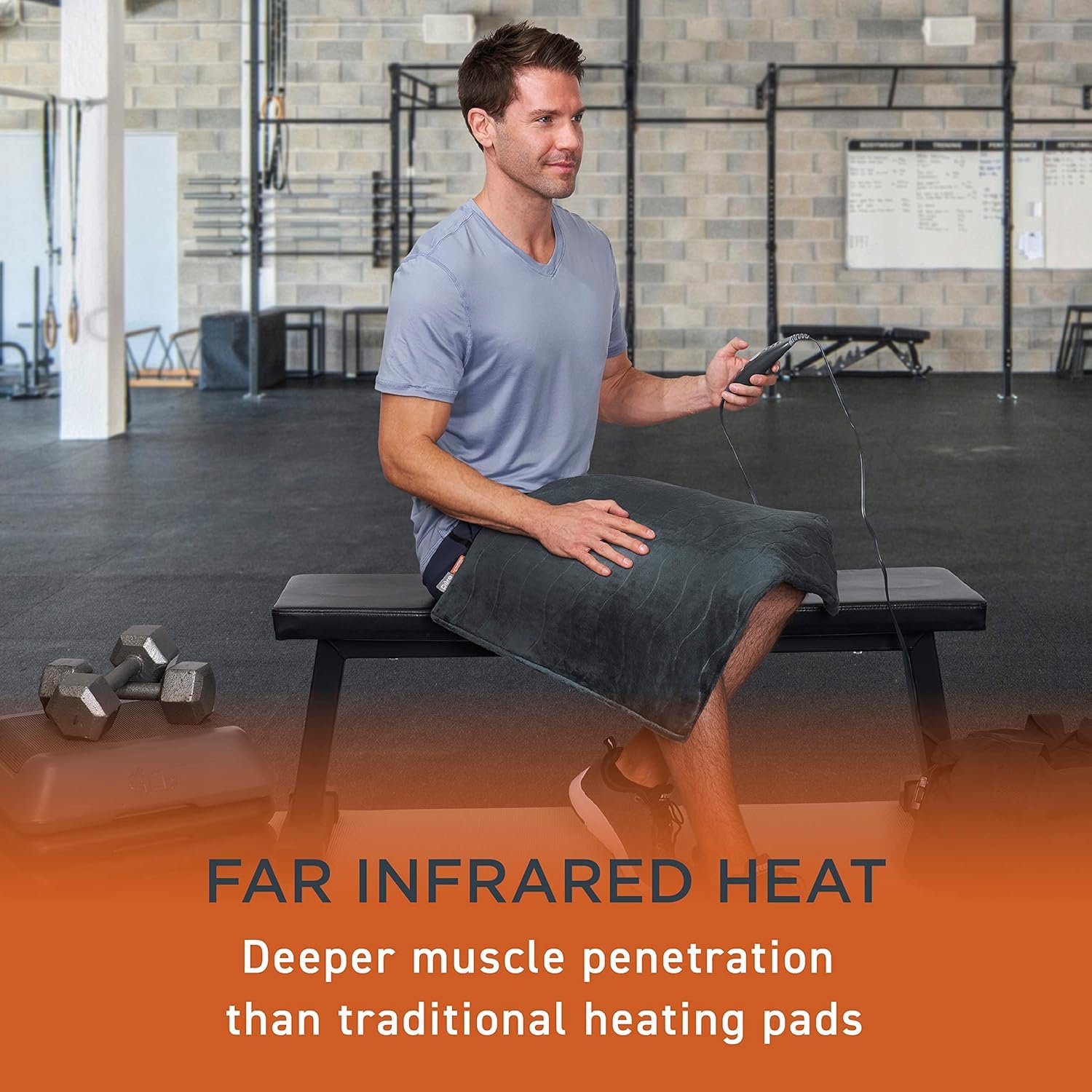 Pure Enrichment PureRelief Pro Far Infrared Ultra-Wide Heating Pad - Muscle Relief for Back, Neck, Shoulder, & Knee Pain in Athletes, 4 Heat Settings, Dry/Moist Heat, 20” x 24” Wide Size (Iron Gray) - Image 2