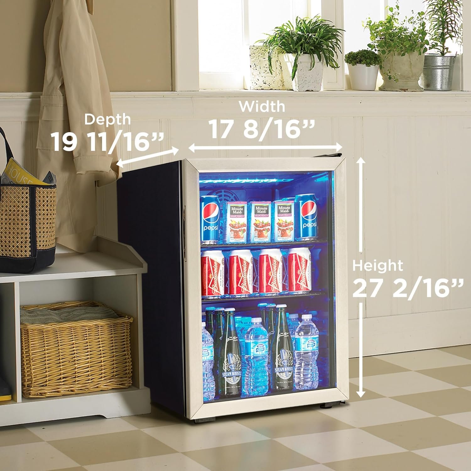 Danby DBC026A1BSSDB 95 Can Beverage Center, 2.6 Cu.Ft Refrigerator for Basement, Dining, Living Room, Drink Cooler Perfect for Beer, Pop, Water, Black/Stainless-Steel - Image 7