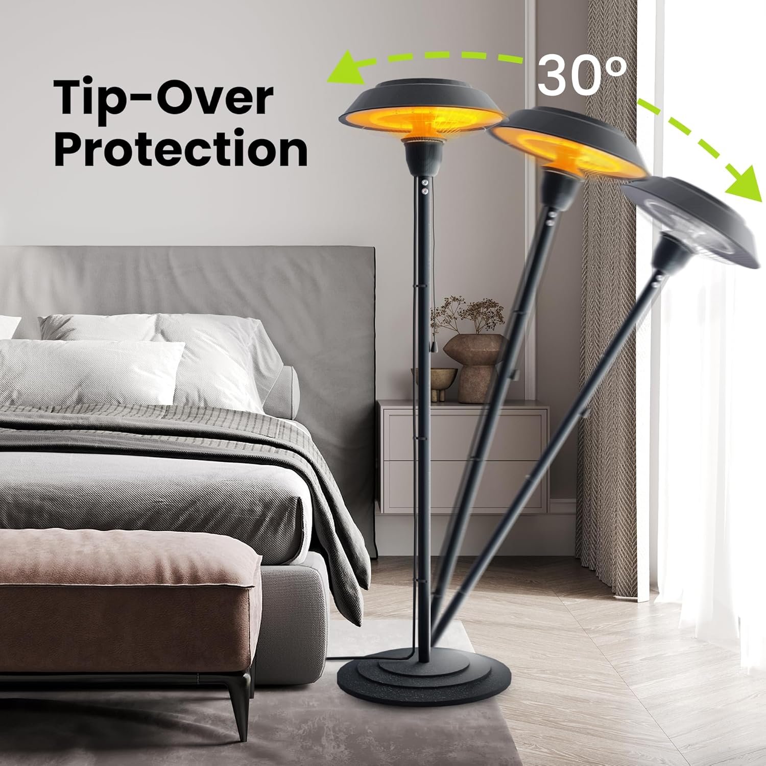 Indoor & Outdoor 1500W Electric Infrared Patio Heater, Waterproof & Tip-Over Protection, Perfect for Garden, Balcony - Image 8
