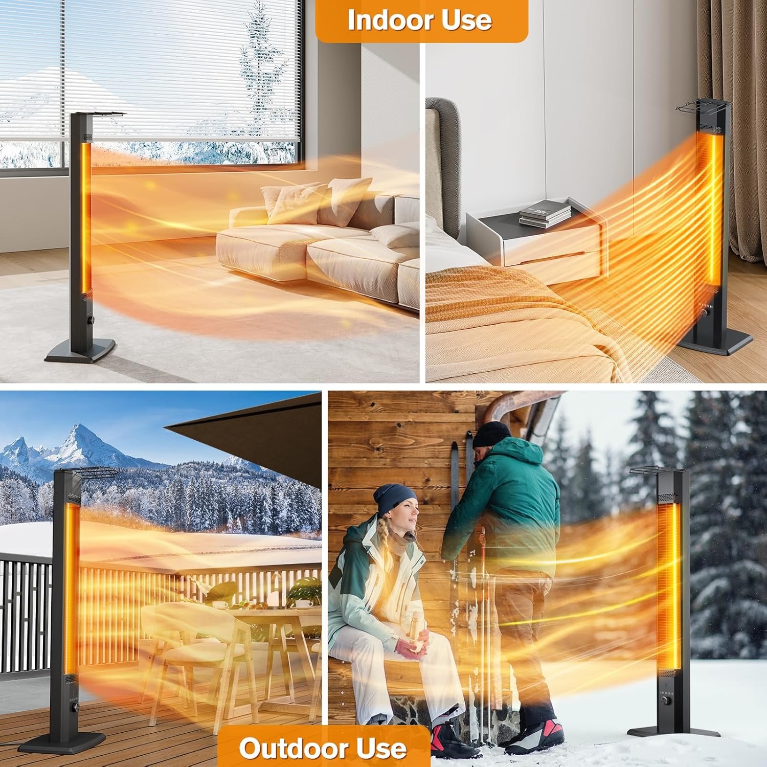 Outdoor Patio Heater, 42in Infrared Heater with Remote, 9 Heat Levels, 9H Timers, Safety Lock, Tip-Over & Overheat Protection, IP65 Waterproof, Electric Heater for Indoor Outdoor Garage Use,Dark Black - Image 9