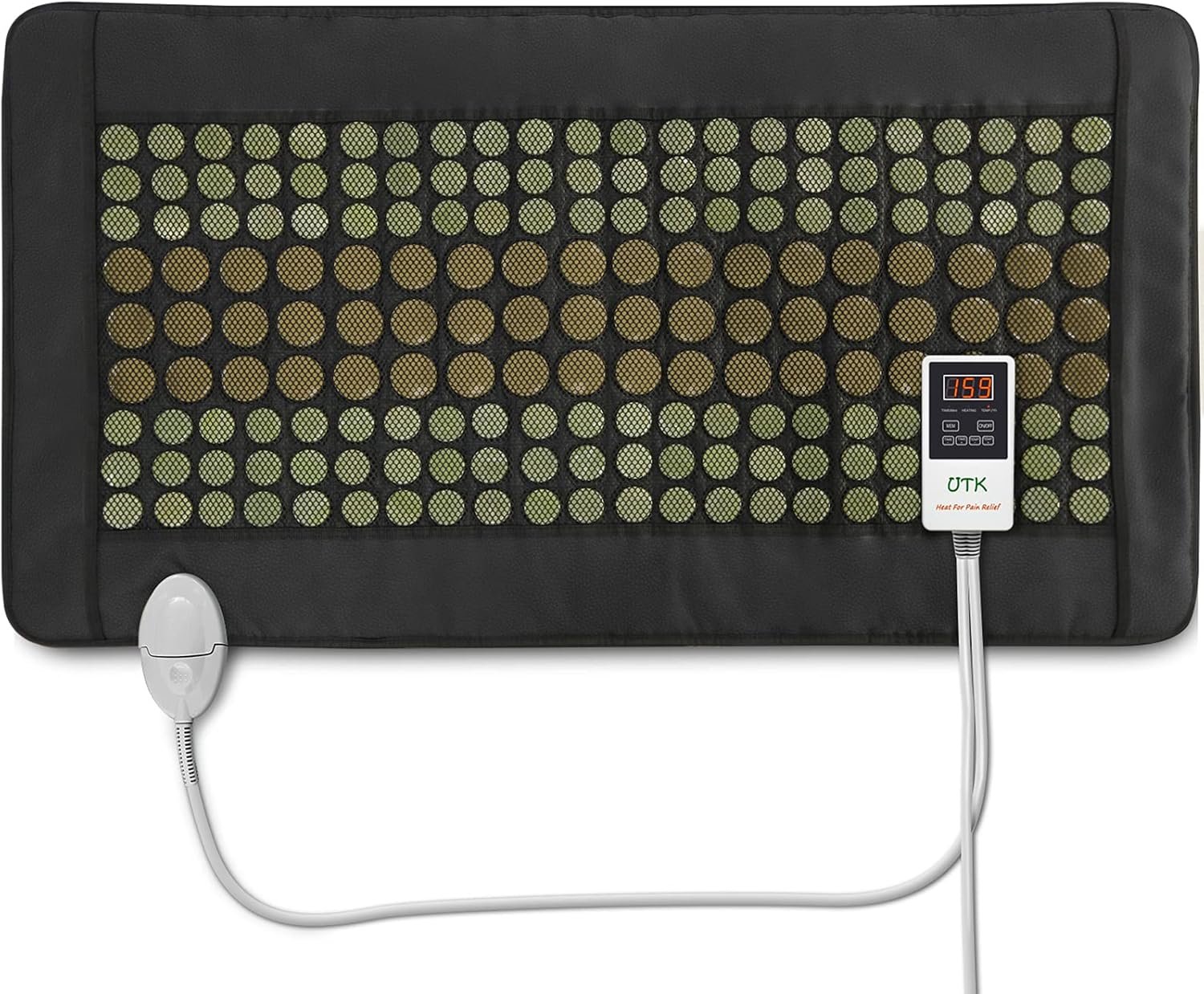 UTK Far Infrared Heating Pad for Back, Full Back Infrared Heating Pad, Weight Heating pad with132 Jade & 54 Tourmaline Stones,160 Watt Fast Heat Up, Larger Size:21x38 Inches