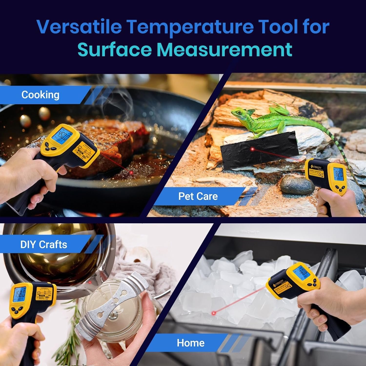 Etekcity Infrared Thermometer Temperature Gun 1080, -58°F to 1130°F for Meat Food Pizza Oven Griddle Accessories, Heat Gun for Cooking, Kitchen, Fridge, Reptile,BBQ - Image 2
