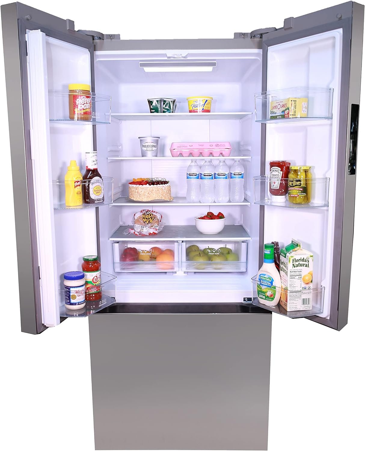 Avanti FFFDS175L3S French Refrigerator with Bottom Freezer 30-Inch Wide, Frost Free Technology, Large Capacity with Adjustable Shelves, Door Bins & Crisper Drawers, 17.5-Cu.Ft, Stainless Steel - Image 3