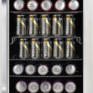 Whynter Beverage Refrigerator with Double-Layer Glass Door, 136-Can Drink Mini Fridge with Lock & Digital Control, BR-1211DS, 3.4 Cubic Feet, Stainless Steel
