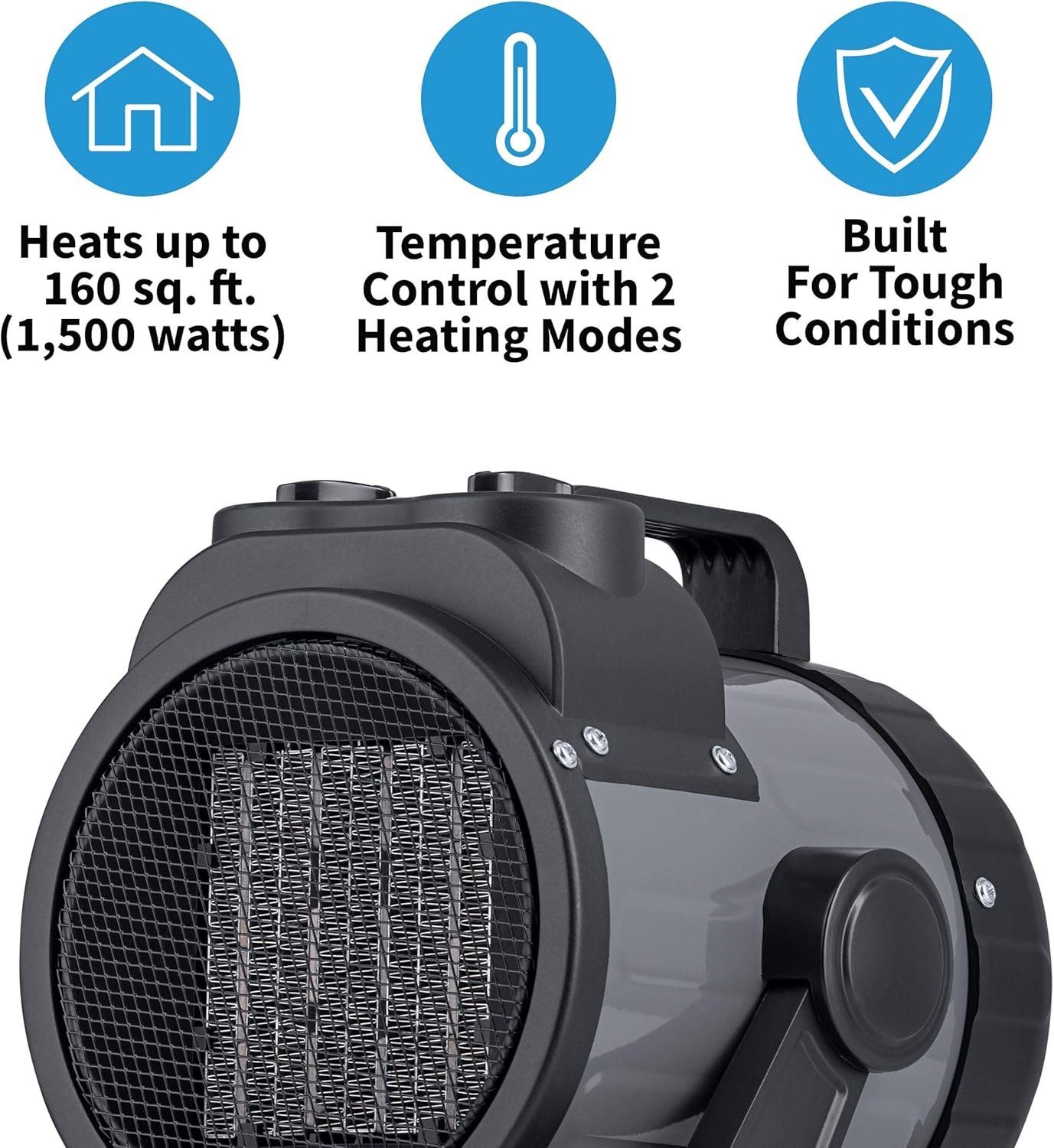 NewAir NGH160GA00, 120V Electric Portable Garage Heater, Heats Up to 160 Square Feet, Garge, Black and Gray - Image 2